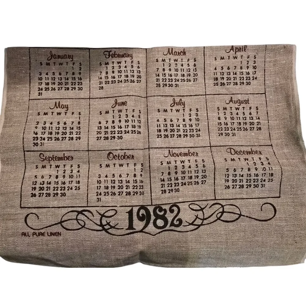 1982 Vintage Linen Hanging Wall Calendar 16